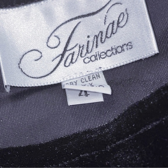 FARINAE COLLECTION Vintage Black Velvet Off Shoulder Bodysuit Size 4 - Picture 4 of 7